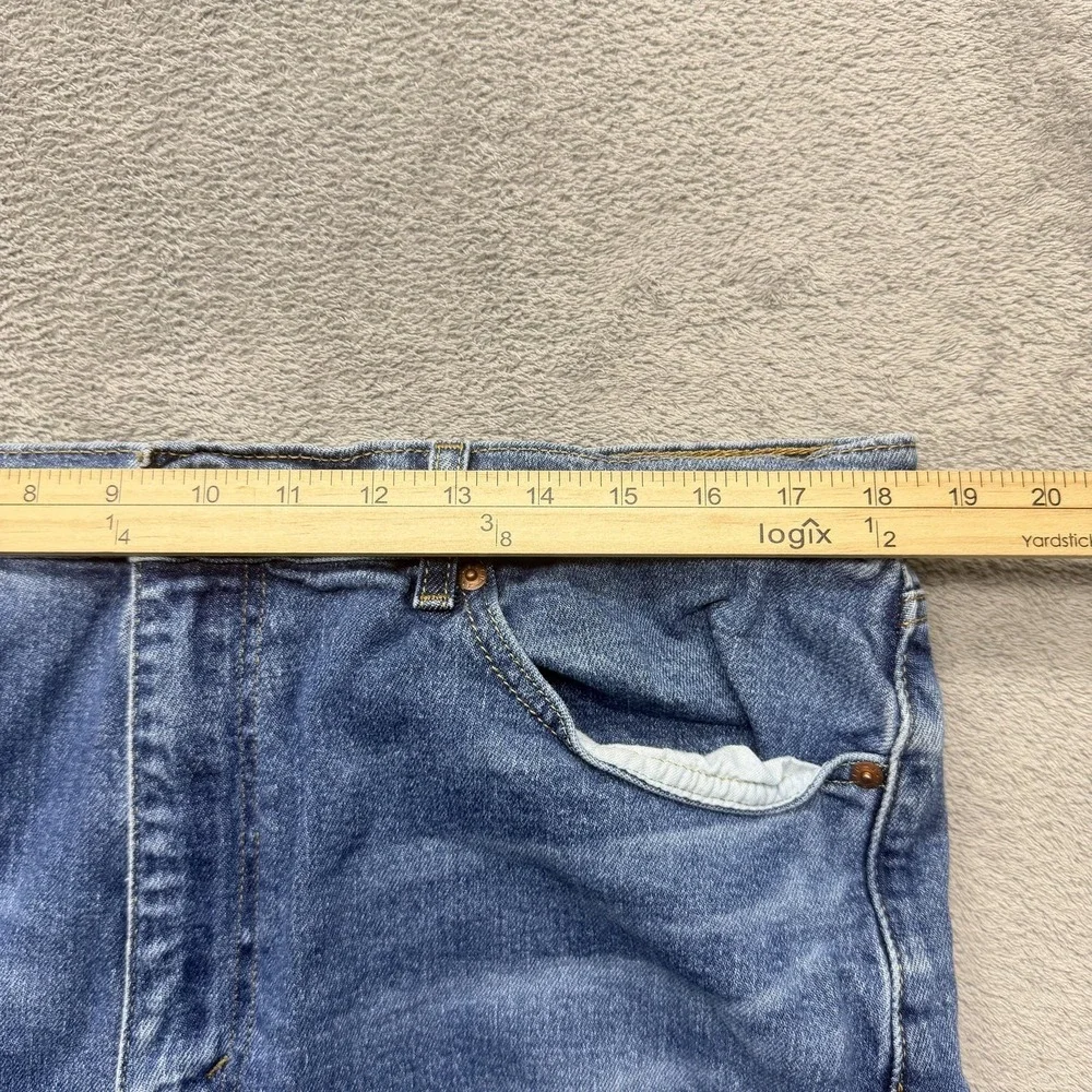 Levis 505 Jeans Mens Measured 37x29 Blue Light Wash Straight Stretch Zip Fly